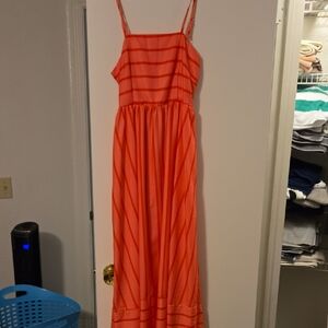 Source Unknown Orange Striped Maxi Dress